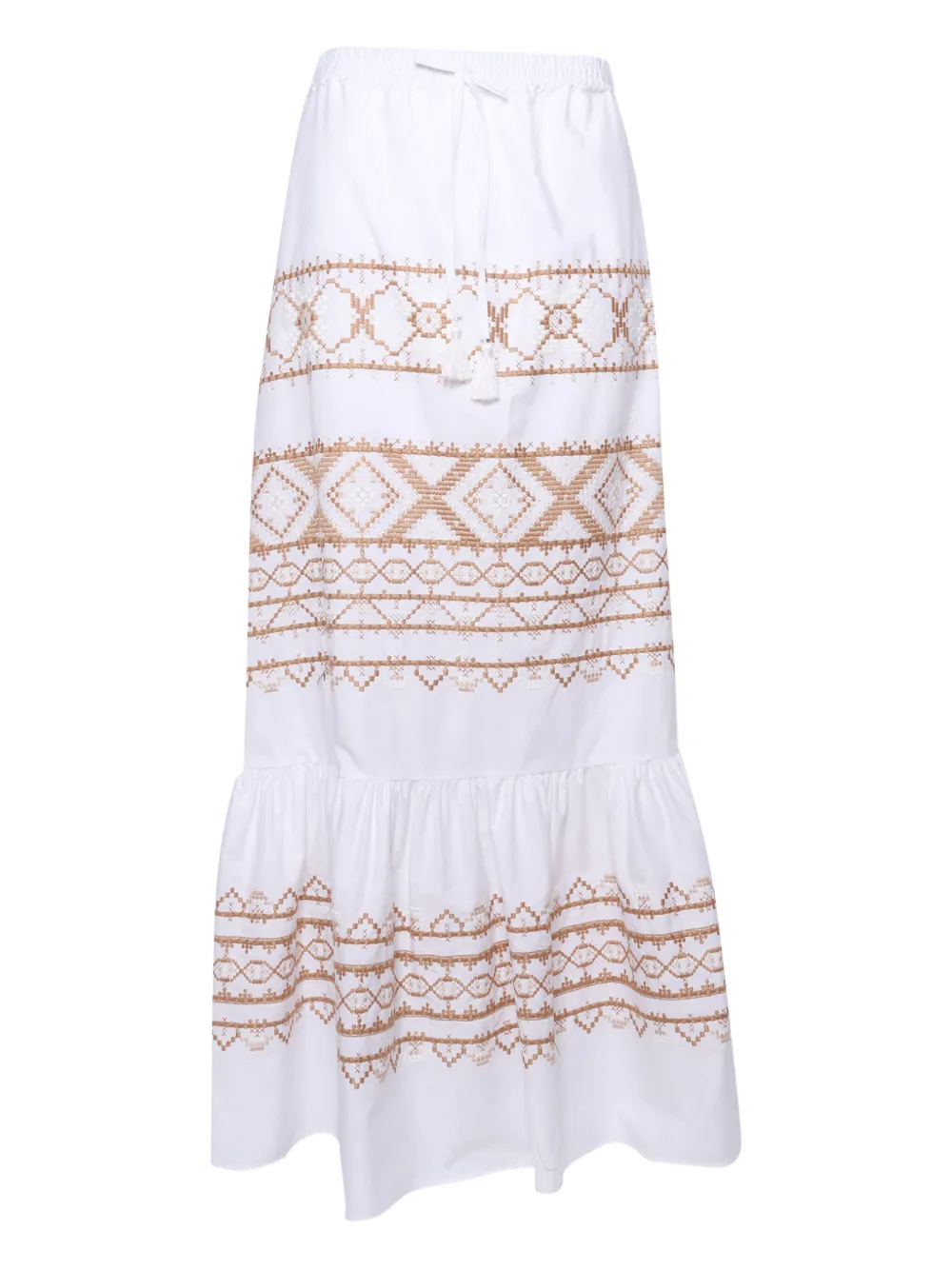 Юбка с оборками и вышивкой Ermanno Scervino, белый 
Юбка с оборками и вышивкой Ermanno Scervino, белый
