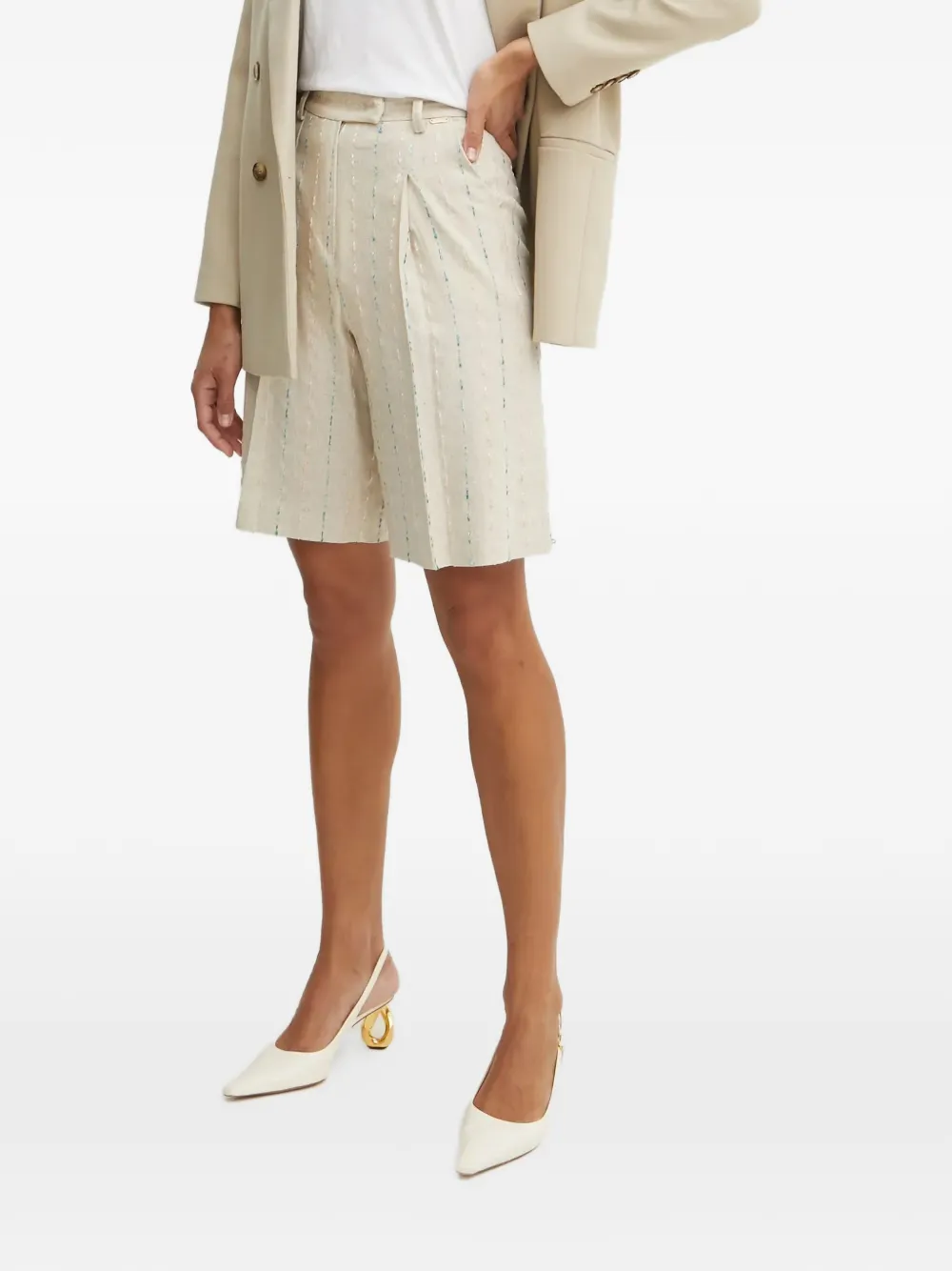 Плиссированные шорты в полоску Fracomina, нейтральный
Плиссированные шорты в полоску Fracomina, нейтральный