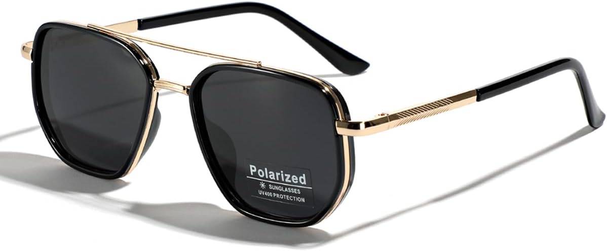 Поляризованные солнцезащитные очки TR90 в винтажном стиле, квадратная форма, плоская верхняя часть, двойная перемычка, металлическая защита от УФ-излучения UV400 weiyuchen, Gold With Black
Поляризованные солнцезащитные очки TR90 в винтажном стиле, квадратная форма, плоская верхняя часть, двойная перемычка, металлическая защита от УФ-излучения UV400 weiyuchen, Gold With Black