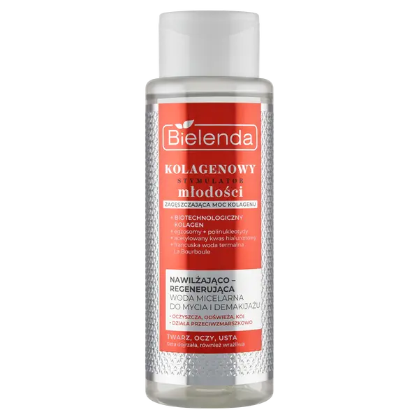 Увлажняющая и восстанавливающая мицеллярная вода для лица, 400 мл Bielenda Kolagenowy stymulator młodości
Увлажняющая и восстанавливающая мицеллярная вода для лица, 400 мл Bielenda Kolagenowy stymulator młodości