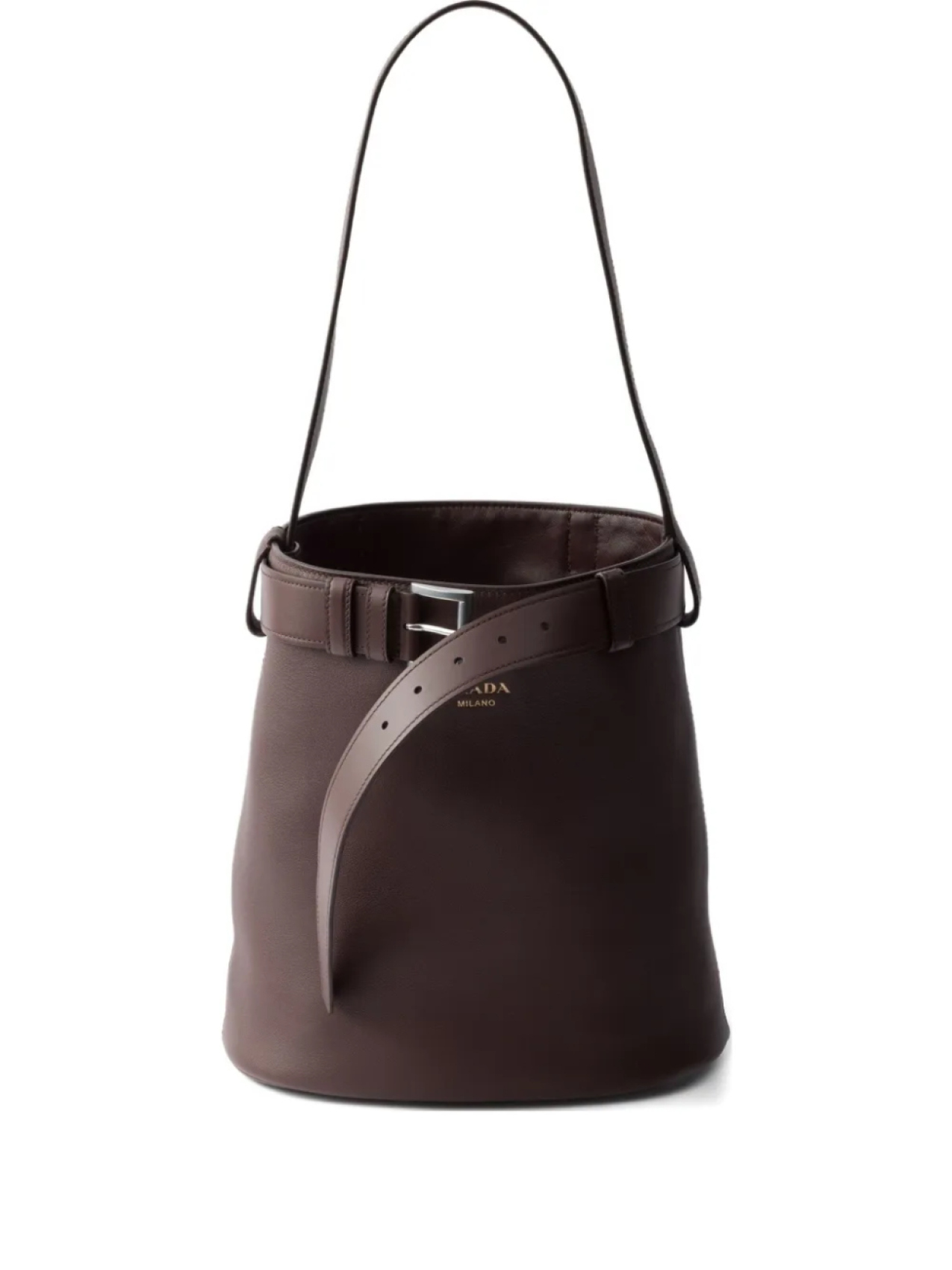 Prada сумка-ведро с ремнем, коричневый
Prada сумка-ведро с ремнем, коричневый