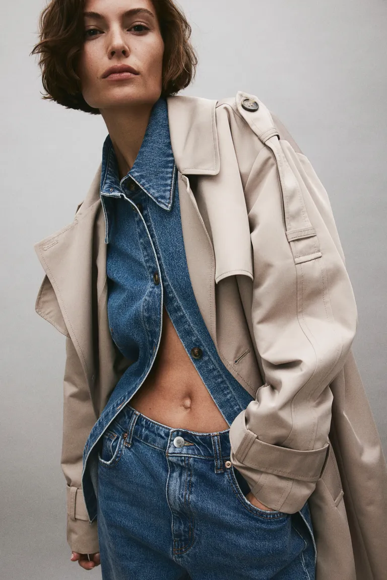 Зауженные высокие джинсы H&M, синий 
Зауженные высокие джинсы H&M, синий