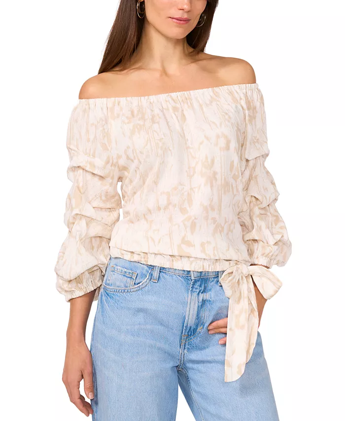 Женская блузка с принтом из смесового льна, с открытыми плечами, рукавом 3/4 и завязкой спереди Vince Camuto, слоновая кость/кремовый
Женская блузка с принтом из смесового льна, с открытыми плечами, рукавом 3/4 и завязкой спереди Vince Camuto, слоновая кость/кремовый