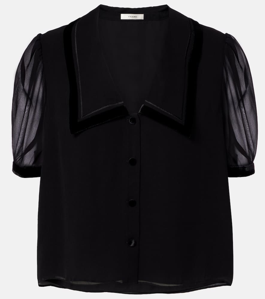 Шелковая блузка с отделкой из бархата в морском стиле Frame, Black
Шелковая блузка с отделкой из бархата в морском стиле Frame, Black