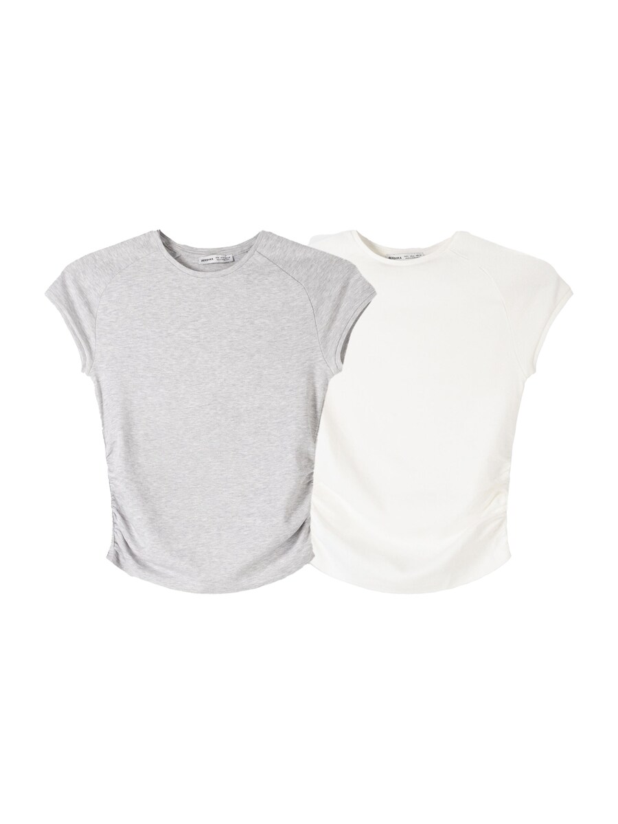 Рубашка Bershka, цвет mottled grey/White 
Рубашка Bershka, цвет mottled grey/White