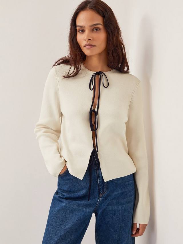 Кардиган с тульским галстуком спереди Monsoon, слоновая кость
Кардиган с тульским галстуком спереди Monsoon, слоновая кость