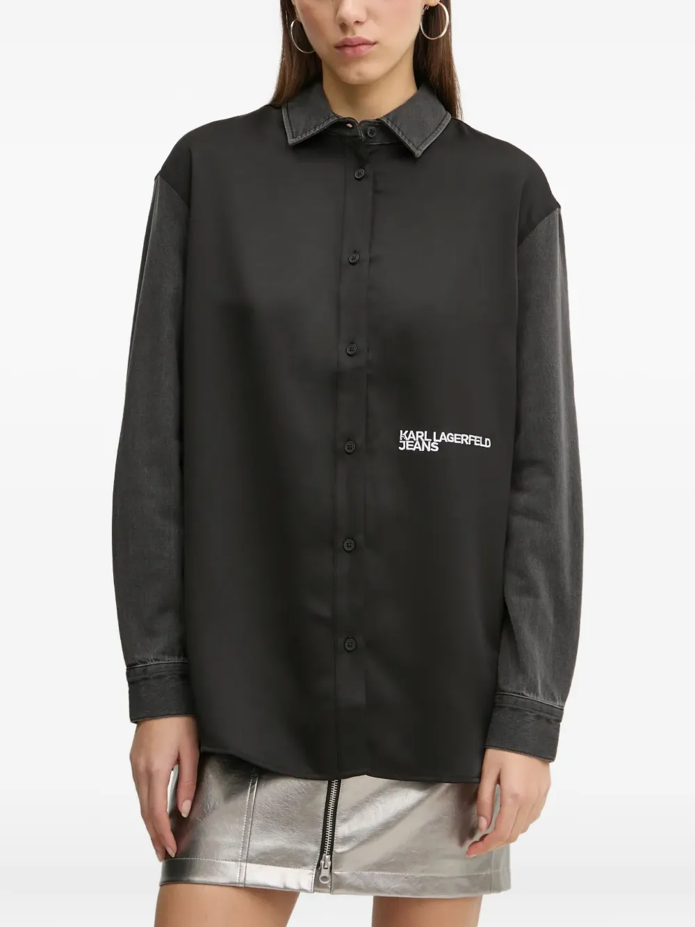 Рубашка с джинсовыми вставками Karl Lagerfeld Jeans, черный
Рубашка с джинсовыми вставками Karl Lagerfeld Jeans, черный