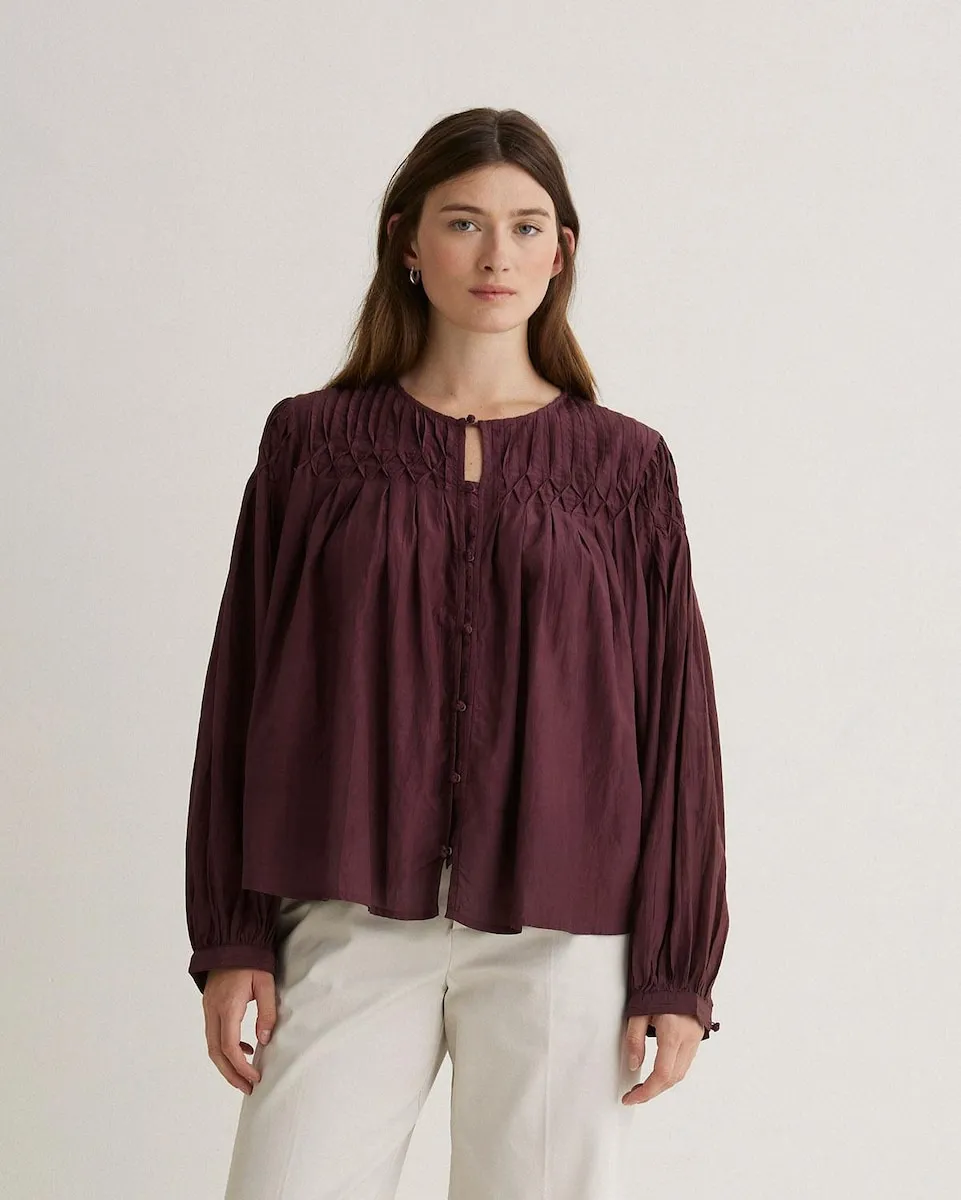 Женская блузка с длинными рукавами и застежкой на пуговицы на манжетах Yerse, бордовый
Женская блузка с длинными рукавами и застежкой на пуговицы на манжетах Yerse, бордовый