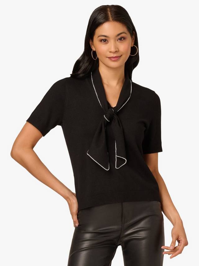 Джемпер с коротким рукавом и воротником-бабочкой Adrianna Papell, Black
Джемпер с коротким рукавом и воротником-бабочкой Adrianna Papell, Black