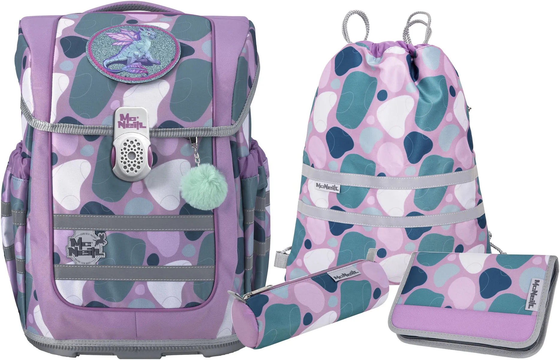 Школьная сумка McNeill "Ergo Compacto, Barba", светоотражающие полосы на лямках, светоотражающие поверхности, включая пенал, спортивную сумку, рулончик для карандашей и магнит с мотивом, цвет Barba
Школьная сумка McNeill "Ergo Compacto, Barba", светоотражающие полосы на лямках, светоотражающие поверхности, включая пенал, спортивную сумку, рулончик для карандашей и магнит с мотивом, цвет Barba