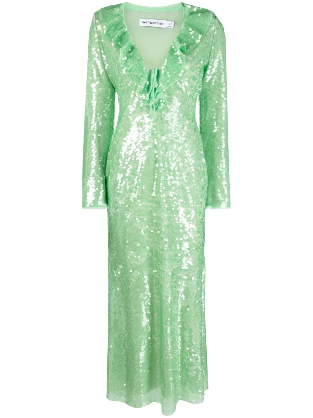 Платье миди с V-образным вырезом и пайетками Self-Portrait, зеленый
Платье миди с V-образным вырезом и пайетками Self-Portrait, зеленый