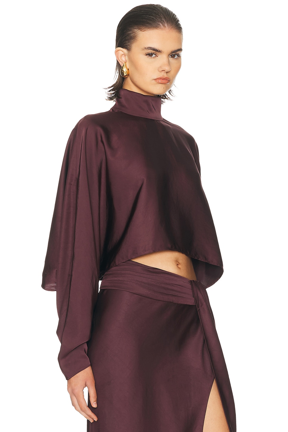 Лёгкий сатиновый топ-кафтан Lapointe, Mulberry
Лёгкий сатиновый топ-кафтан Lapointe, Mulberry