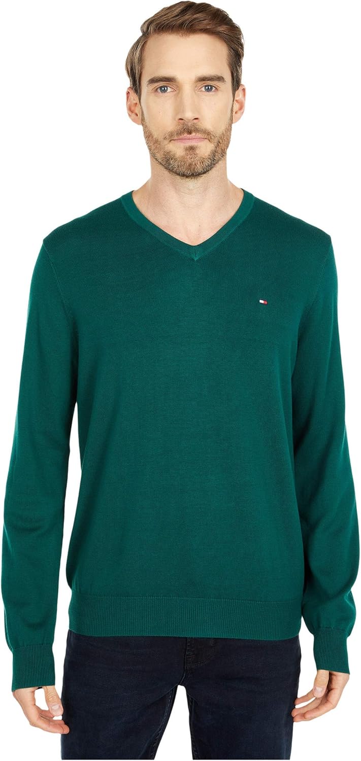 Мужской хлопковый свитер Tommy Hilfiger с длинными рукавами и V-образным вырезом, Kings Emerald Green
Мужской хлопковый свитер Tommy Hilfiger с длинными рукавами и V-образным вырезом, Kings Emerald Green