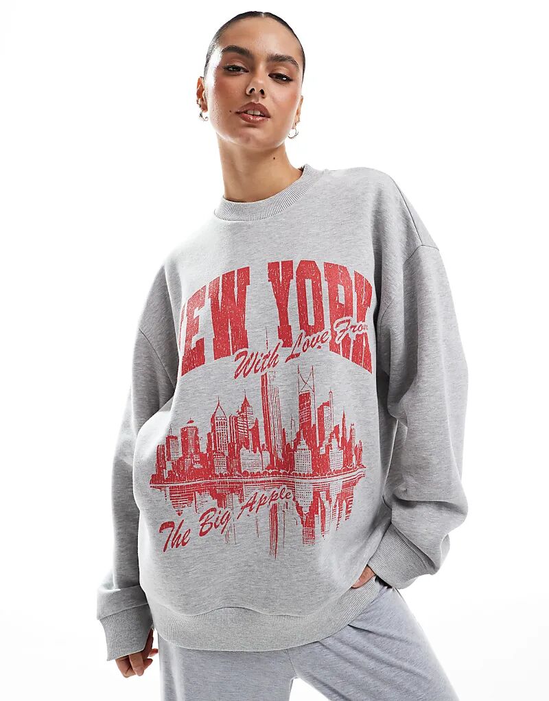 Толстовка оверсайз ASOS DESIGN меланжевого цвета ледяного серого цвета с графическим принтом Нью-Йорка
Толстовка оверсайз ASOS DESIGN меланжевого цвета ледяного серого цвета с графическим принтом Нью-Йорка