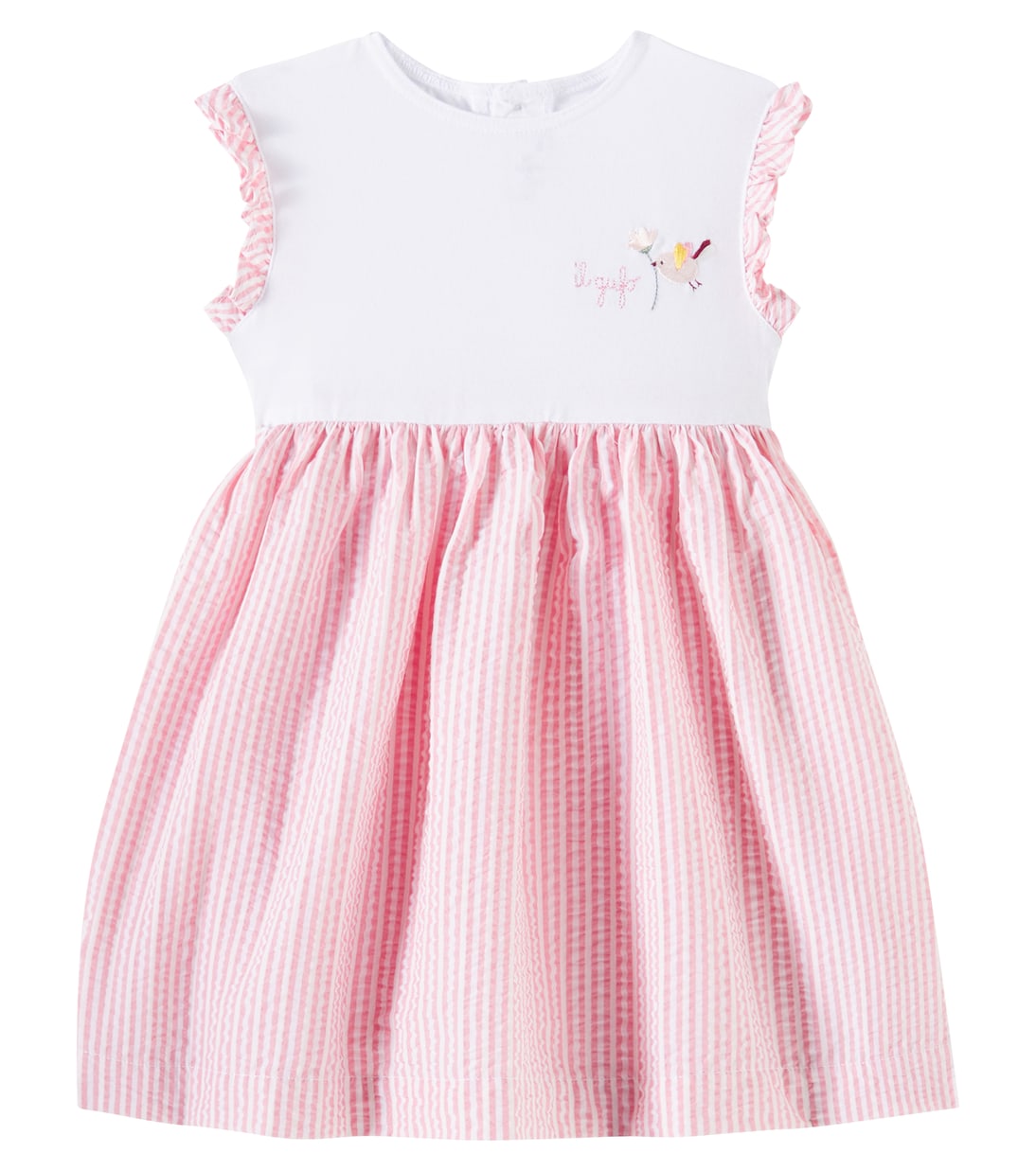 Детское платье из полосатого джерси и сирсакера Il Gufo, Daisy Pink 
Детское платье из полосатого джерси и сирсакера Il Gufo, Daisy Pink