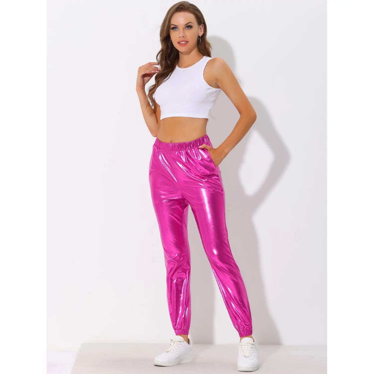 Женские блестящие брюки-джоггеры металлик с высокой талией для вечеринок ALLEGRA K, золотой
Женские блестящие брюки-джоггеры металлик с высокой талией для вечеринок ALLEGRA K, золотой