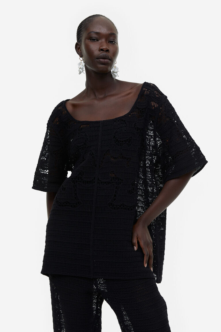 Топ, связанный крючком H&M, черный
Топ, связанный крючком H&M, черный