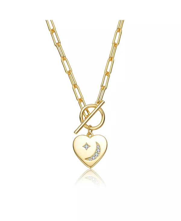 Подростки/Молодые люди Ожерелье с подвеской в виде сердца с кубическим цирконием, позолоченным до 14 карат, в виде луны и звезд Gigigirl, gold
Подростки/Молодые люди Ожерелье с подвеской в виде сердца с кубическим цирконием, позолоченным до 14 карат, в виде луны и звезд Gigigirl, gold