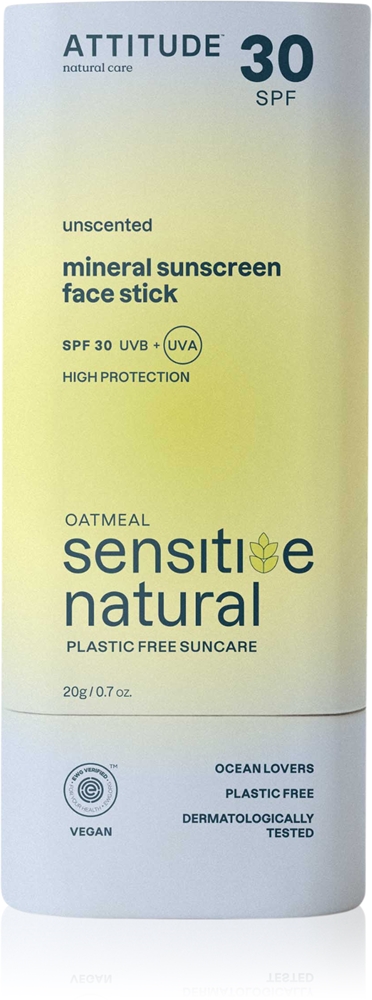 Натуральный стик для чувствительной кожи лица с минеральным солнцезащитным кремом Attitude, jautriai odai 20 гр
Натуральный стик для чувствительной кожи лица с минеральным солнцезащитным кремом Attitude, jautriai odai 20 гр