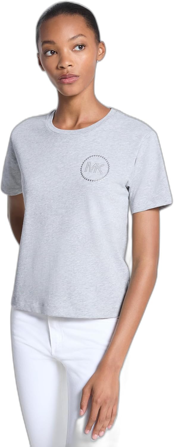 Michael Kors Женская укороченная футболка с шипами и подвеской MK Charm, Pearl Heather, Белый, Michael Kors Женская укороченная футболка с шипами и подвеской MK Charm, Pearl Heather
Michael Kors Женская укороченная футболка с шипами и подвеской MK Charm, Pearl Heather, Белый, Michael Kors Женская укороченная футболка с шипами и подвеской MK Charm, Pearl Heather