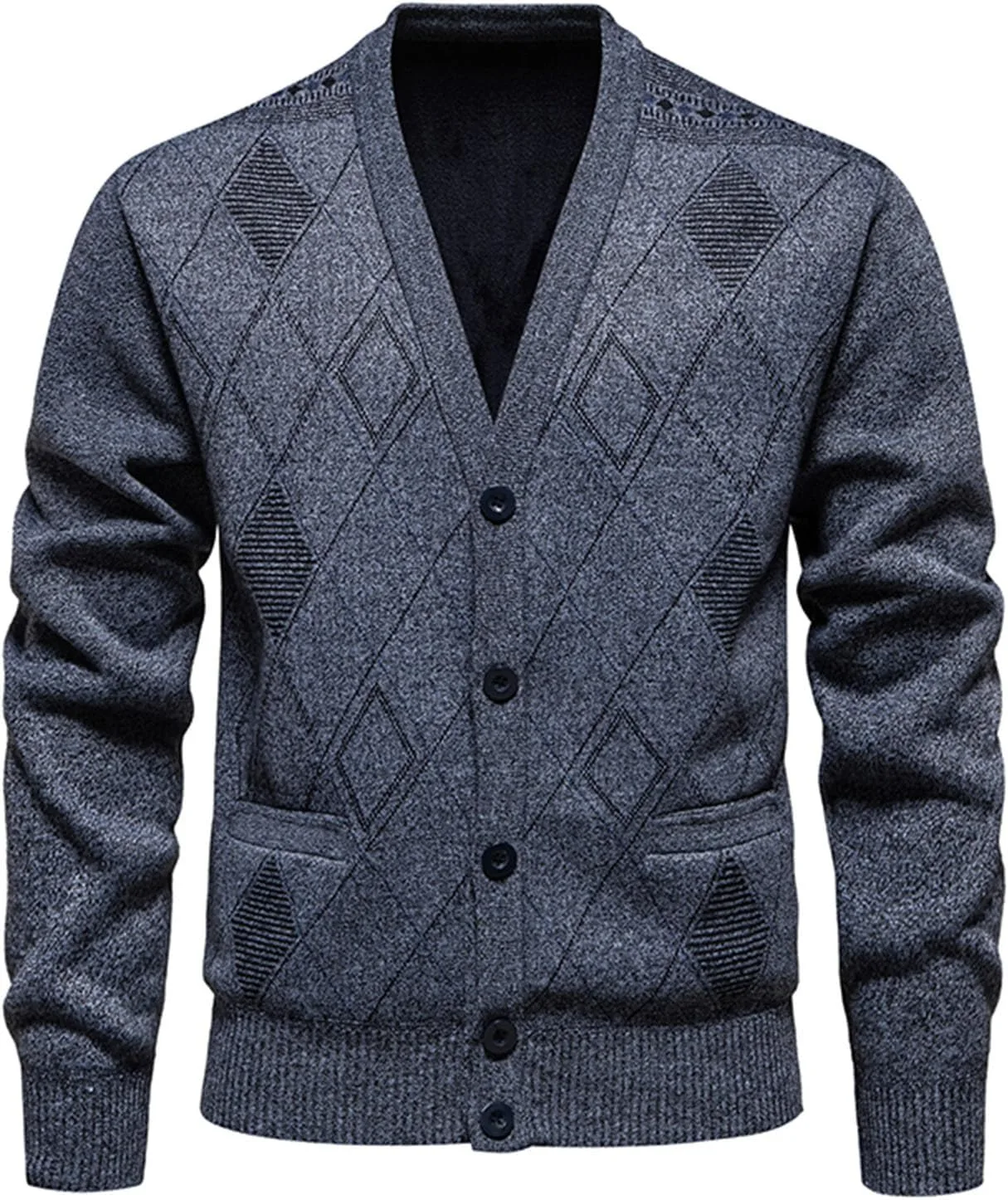Мужской кардиган с пуговицами, V-образным вырезом и карманами
Мужской кардиган с пуговицами, V-образным вырезом и карманами