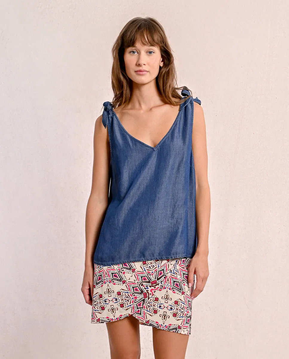 Женский топ из денима с V-образным вырезом Molly Bracken, синий
Женский топ из денима с V-образным вырезом Molly Bracken, синий