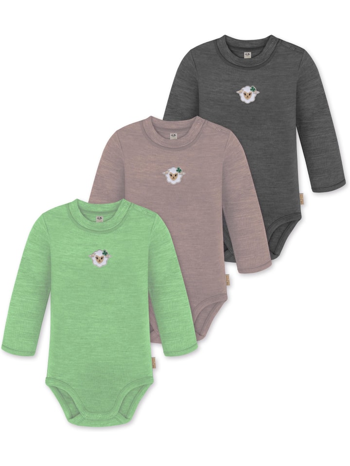 Normani Outdoor Sports Набор из 3 детских боди с длинными рукавами из мериносовой шерсти "Туай" в антрацитово-розово-зеленой расцветке
Normani Outdoor Sports Набор из 3 детских боди с длинными рукавами из мериносовой шерсти "Туай" в антрацитово-розово-зеленой расцветке