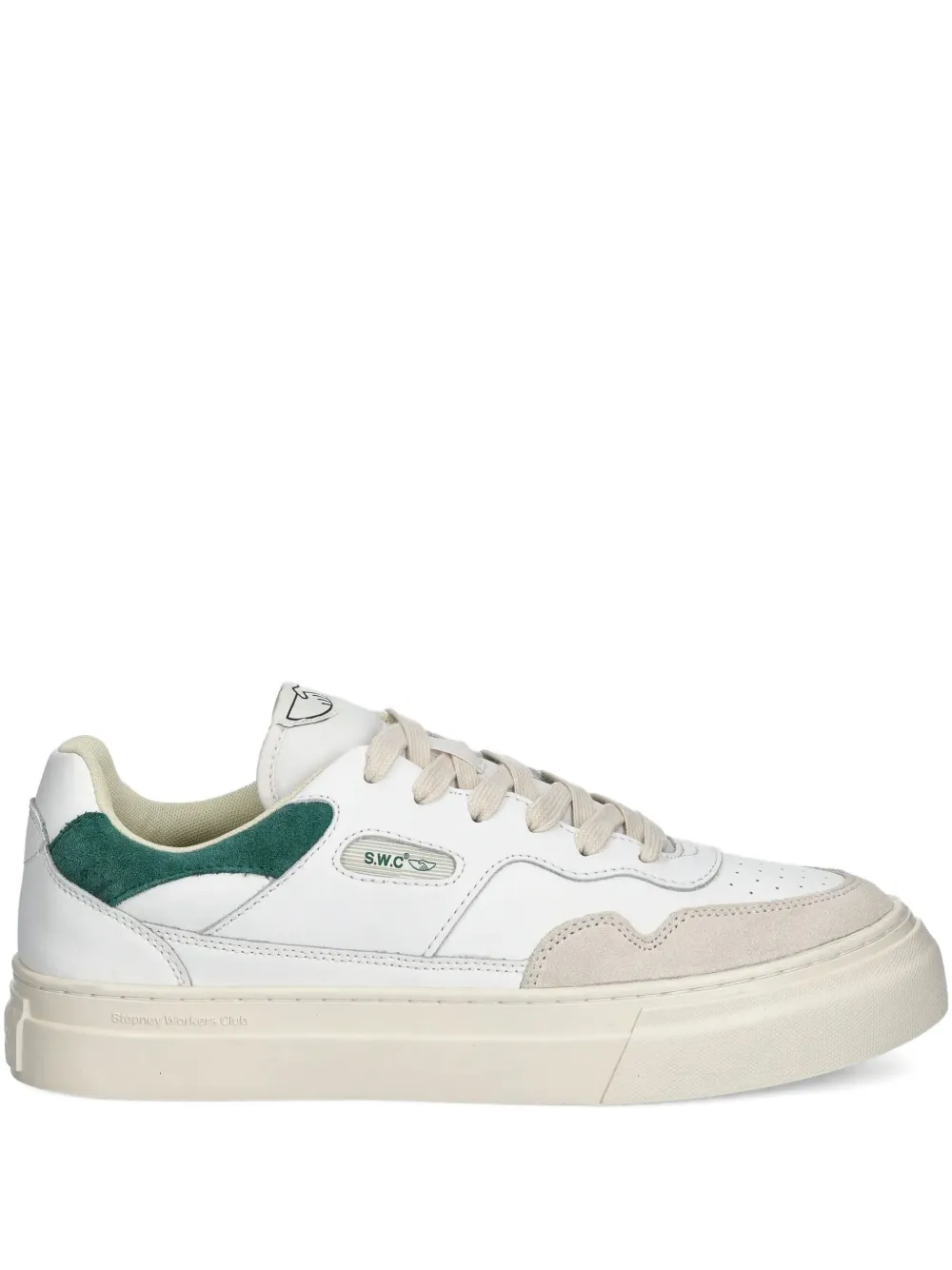 Кроссовки с перламутровыми кожаными вставками Stepney Workers Club, белый
Кроссовки с перламутровыми кожаными вставками Stepney Workers Club, белый