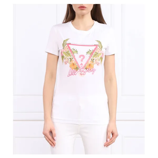 Футболка стандартного кроя с треугольными цветами Guess, белый 
Футболка стандартного кроя с треугольными цветами Guess, белый