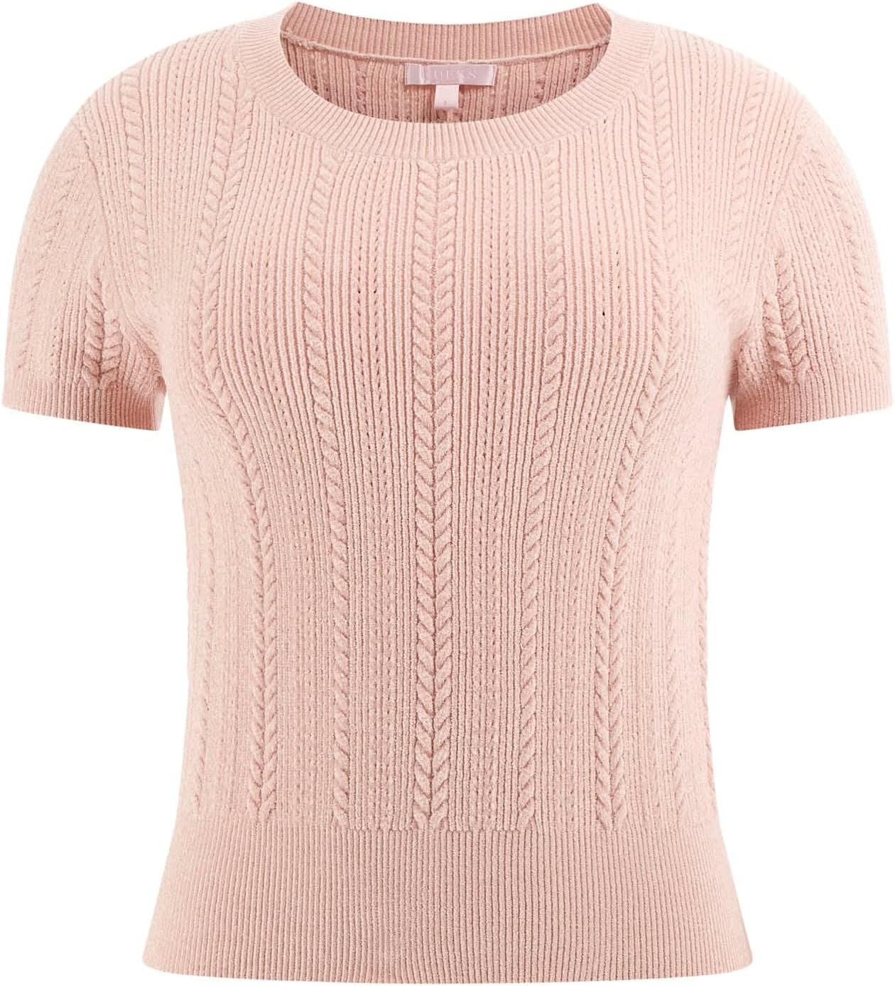 GUESS Женский экологичный короткий рукав Chenille Marcie Cable свитер, Pink Roses
GUESS Женский экологичный короткий рукав Chenille Marcie Cable свитер, Pink Roses