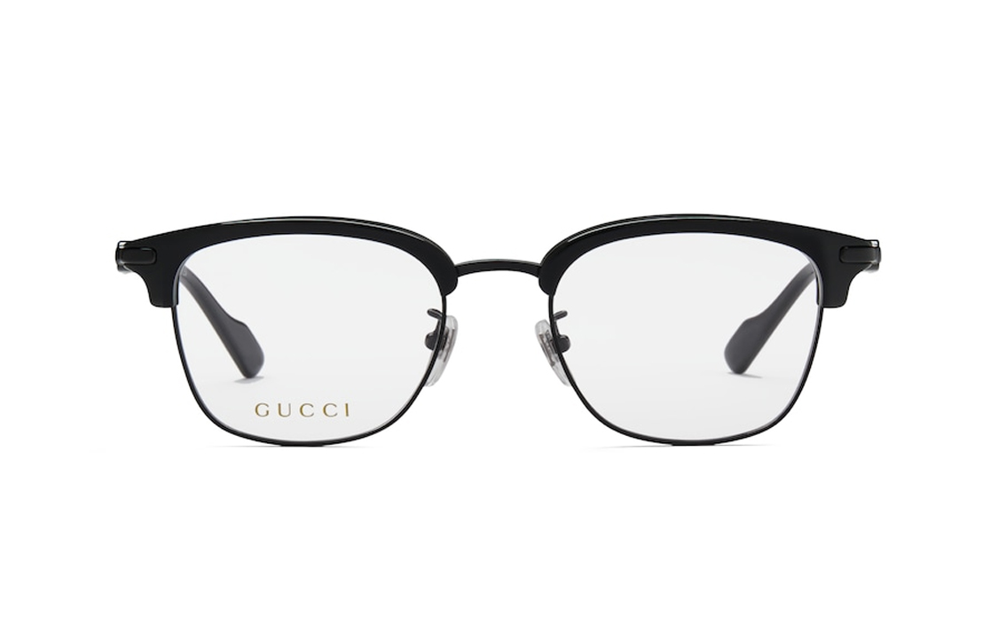 Металлические ацетатные очки в форме бабочки мужские черные GUCCI