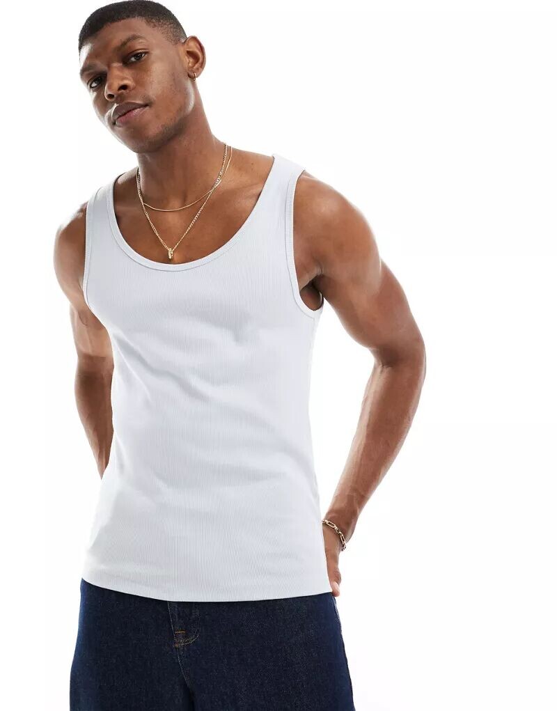 Серая майка в рубчик приталенного кроя ASOS
Серая майка в рубчик приталенного кроя ASOS