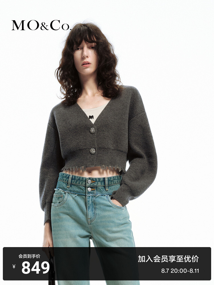 Короткий вязаный кардиган Moco с v-образным вырезом, серый
Короткий вязаный кардиган Moco с v-образным вырезом, серый