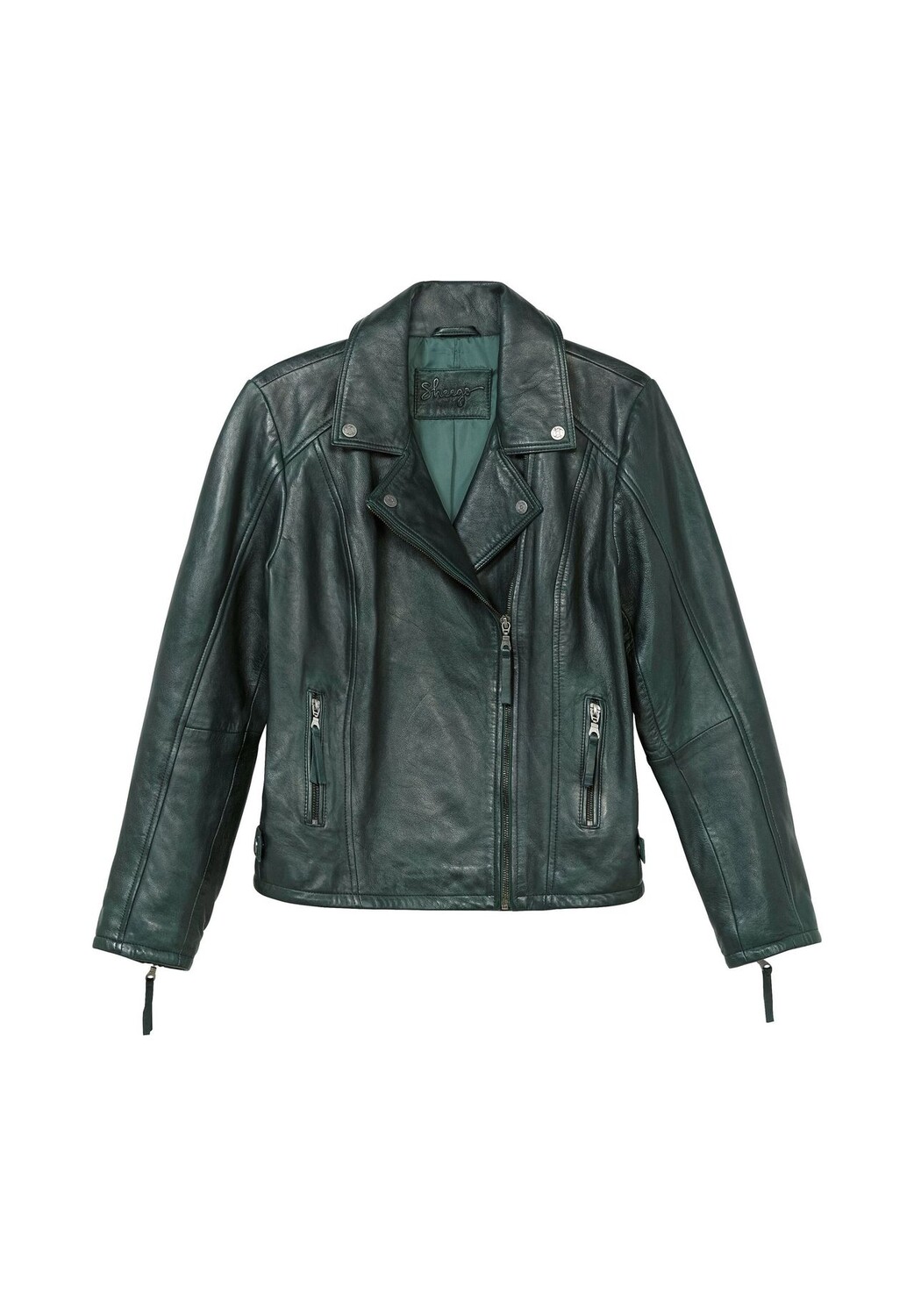 Байкерская куртка из ягненка наппа, байкерский стиль Sheego, темно-зеленый
Байкерская куртка из ягненка наппа, байкерский стиль Sheego, темно-зеленый