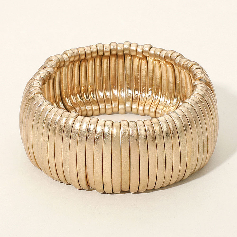 Широкий матовый металлический ребристый эластичный браслет цвета потертого золота Fashnzfab, Worn Gold
Широкий матовый металлический ребристый эластичный браслет цвета потертого золота Fashnzfab, Worn Gold