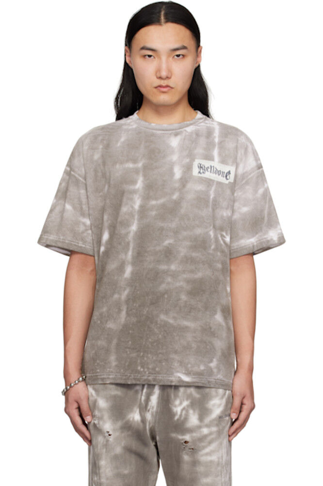 Серая грязная футболка We11done 
Серая грязная футболка We11done