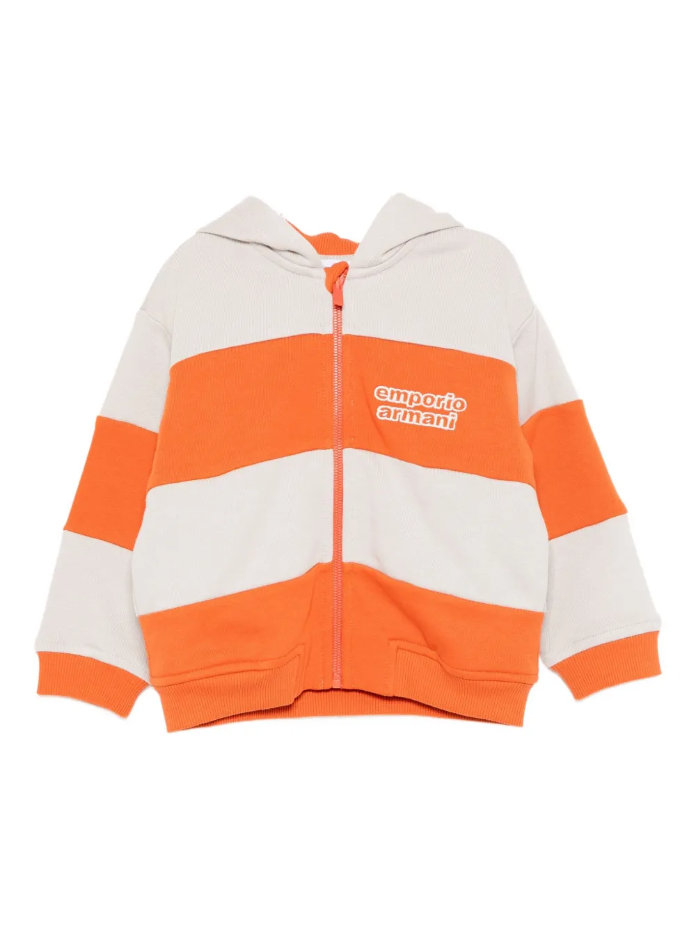 Полосатое худи с вышитым логотипом Emporio Armani Kids, серый
Полосатое худи с вышитым логотипом Emporio Armani Kids, серый