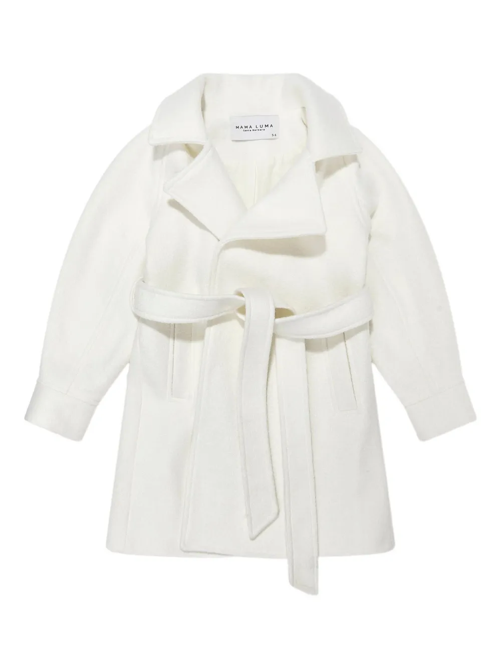 Шерстяное пальто с поясом MAMA LUMA KIDS, белый