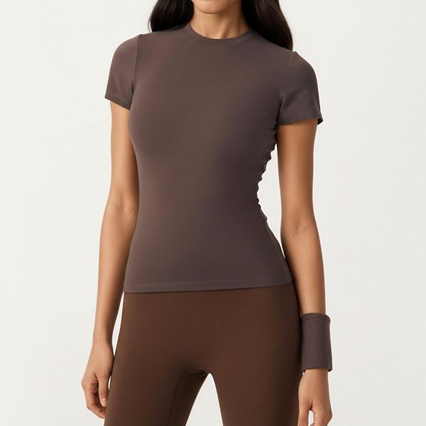 Женская футболка с коротким рукавом и круглым вырезом из эластичной ткани Anna-Kaci, Coffee
Женская футболка с коротким рукавом и круглым вырезом из эластичной ткани Anna-Kaci, Coffee