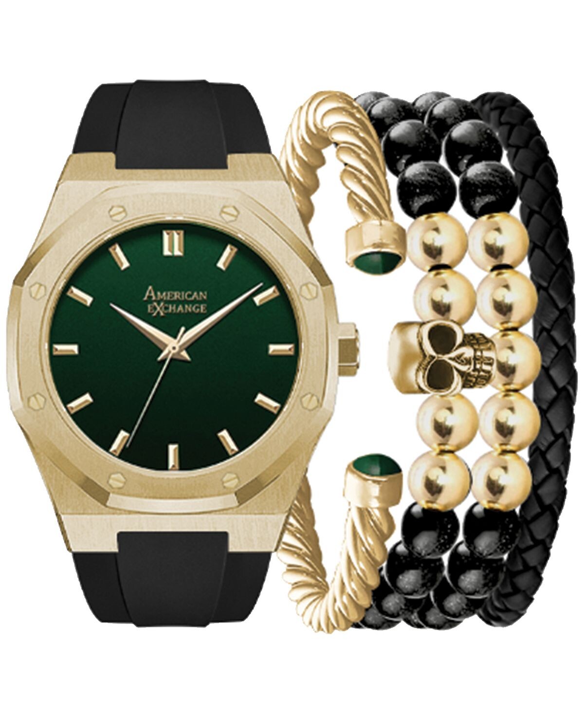 Подарочный набор мужских часов с черным силиконовым ремешком 42 мм American Exchange
Подарочный набор мужских часов с черным силиконовым ремешком 42 мм American Exchange