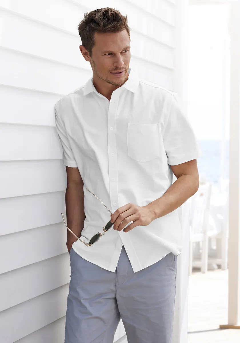 Рубашка H.I.S с короткими рукавами, воротником Кент, качество Оксфорд, из чистого хлопка, белый
Рубашка H.I.S с короткими рукавами, воротником Кент, качество Оксфорд, из чистого хлопка, белый