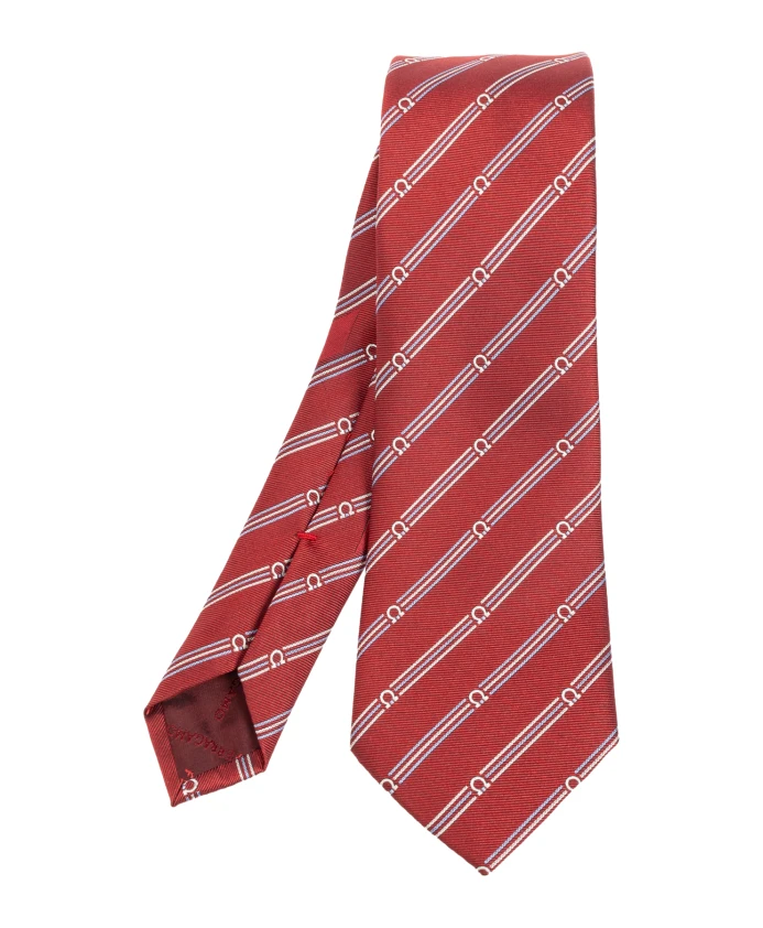 Шелковый галстук с полосатым узором Salvatore Ferragamo, красный 
Шелковый галстук с полосатым узором Salvatore Ferragamo, красный