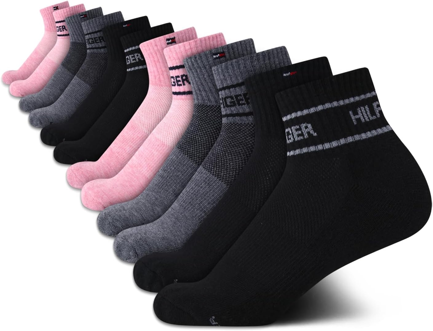 Женские носки Tommy Hilfiger Quarter - 12 пар спортивных носков с мягкой подошвой и поддержкой свода стопы (размеры: 4-10), Black/Grey/Pink
Женские носки Tommy Hilfiger Quarter - 12 пар спортивных носков с мягкой подошвой и поддержкой свода стопы (размеры: 4-10), Black/Grey/Pink