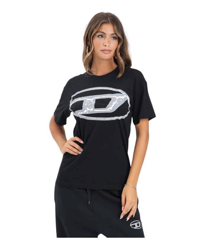 Черная овальная футболка с короткими рукавами Diesel, черный
Черная овальная футболка с короткими рукавами Diesel, черный