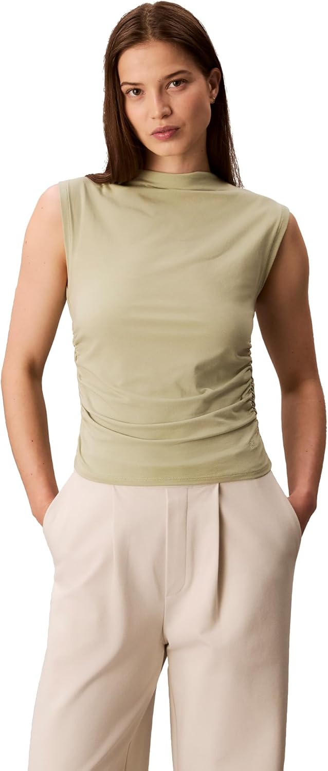 Женский топ Calvin Klein из хлопкового джерси с воротником-стойкой, Swamp
Женский топ Calvin Klein из хлопкового джерси с воротником-стойкой, Swamp