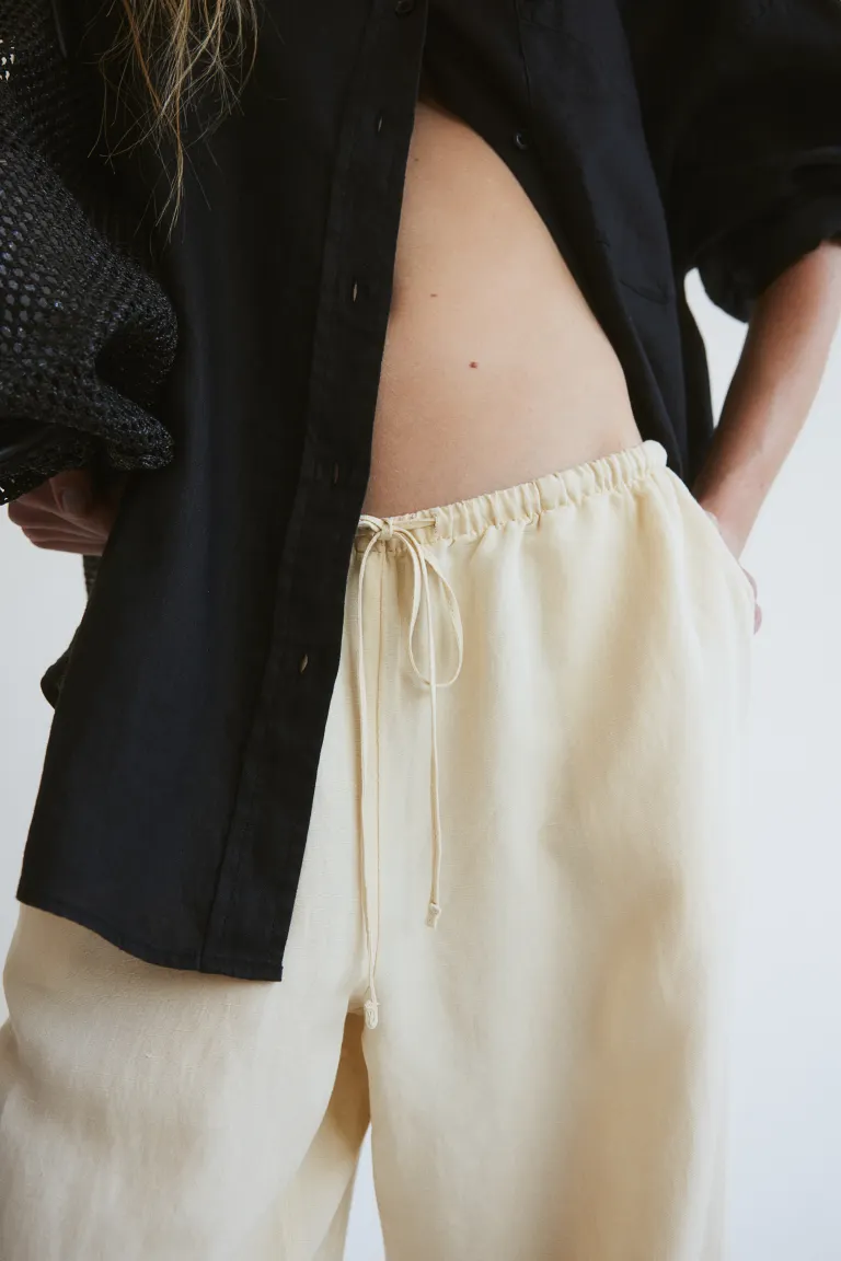 Брюки из смесового льна H&M, желтый
Брюки из смесового льна H&M, желтый