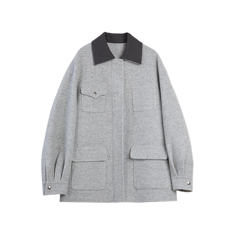 ELLE Пальто женское светло-серое с лацканами утепленное прямое
ELLE Пальто женское светло-серое с лацканами утепленное прямое