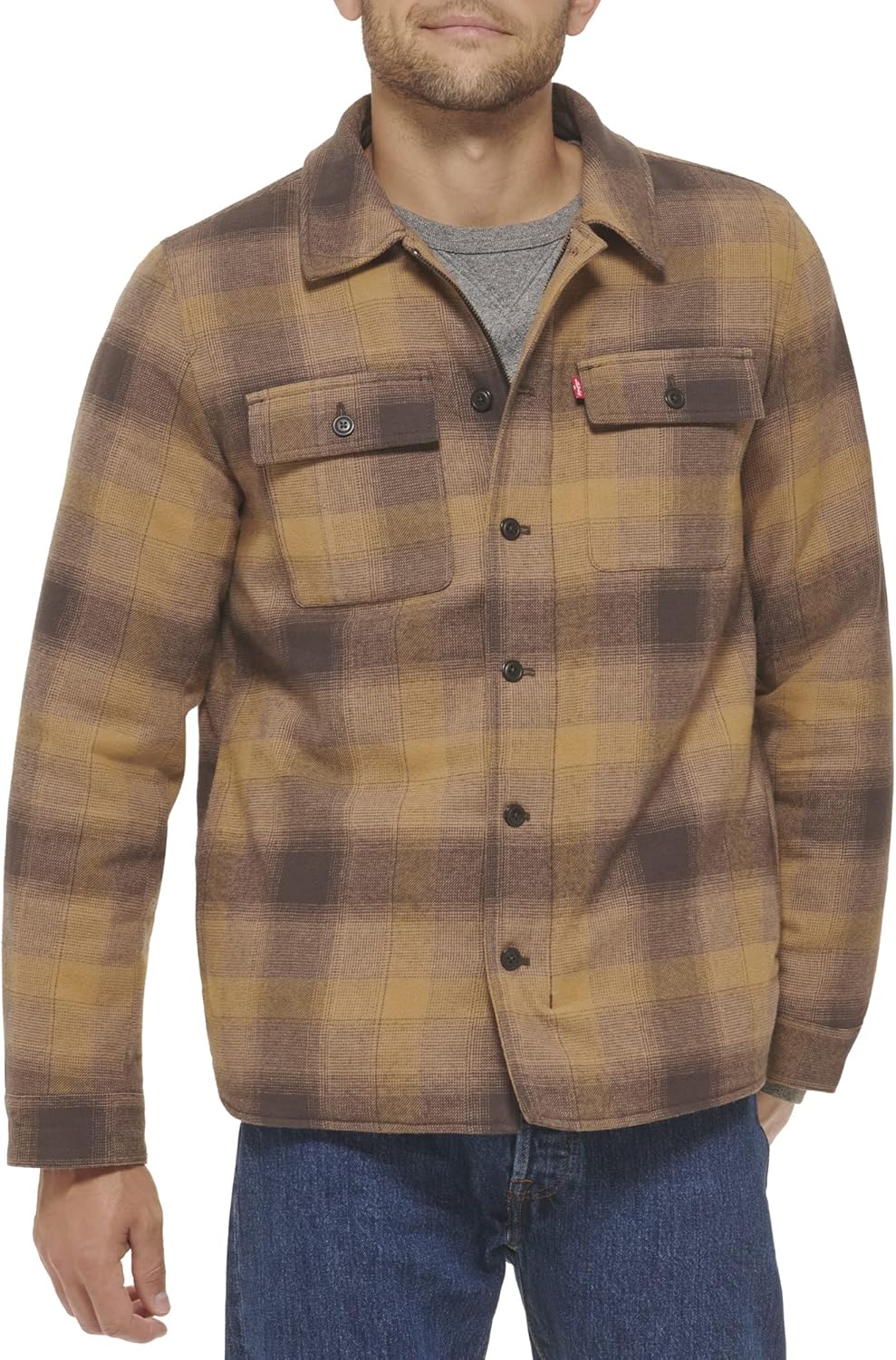 Мужская клетчатая куртка-рубашка Levi's с капюшоном и подкладкой из шерпы (стандартные размеры, большие и высокие), Java Ombre Plaid
Мужская клетчатая куртка-рубашка Levi's с капюшоном и подкладкой из шерпы (стандартные размеры, большие и высокие), Java Ombre Plaid