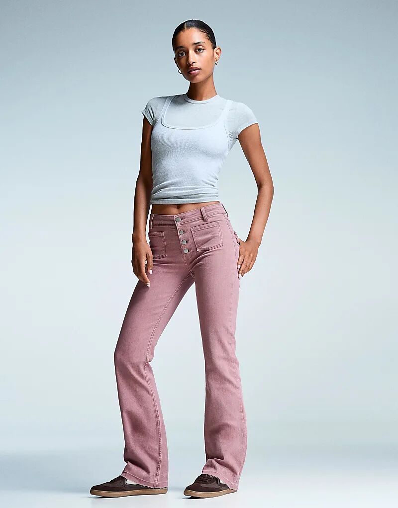 Укороченные джинсы-клеш Bershka розового цвета
Укороченные джинсы-клеш Bershka розового цвета