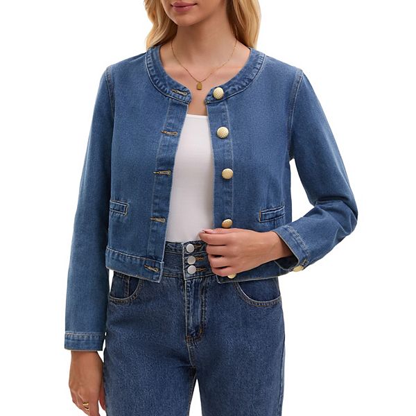 Женская джинсовая куртка без воротника на пуговицах Inspire Chic, Blue
Женская джинсовая куртка без воротника на пуговицах Inspire Chic, Blue